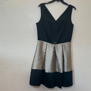 Dana Kay Black and Gold V-Neck Cocktail Dress